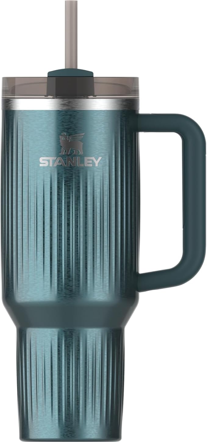 STANLEY Quencher H2.0 Tumbler with Handle and Straw 40 oz | Flowstate 3-Position Lid | Cup Holder Compatible for Travel | Insulated Stainless Steel Cup | BPA-Free | Fluted Marina Shine by Unknown