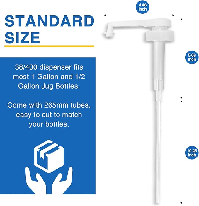 8Pcs Gallon Jug Pump Dispenser, 38-400 Leak Proof Pump for Gallon Jug - Lotion Shampoo Pump Cap Included, Fits 1 Gallon Bottle 64oz 128oz Shampoo Laundry Detergent Containers