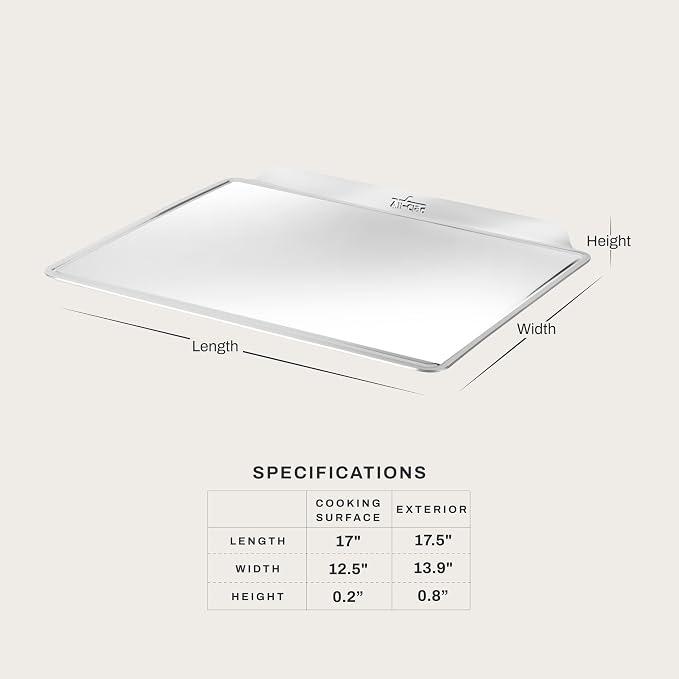 All-Clad Stainless Steel Cookie Baking Sheet 12" x 17" - Tri-ply Bonded for Consistent Baking- (Roast, Bake Cookies, Brownies and More) Professional Stainless Steel Bakeware - Image 2