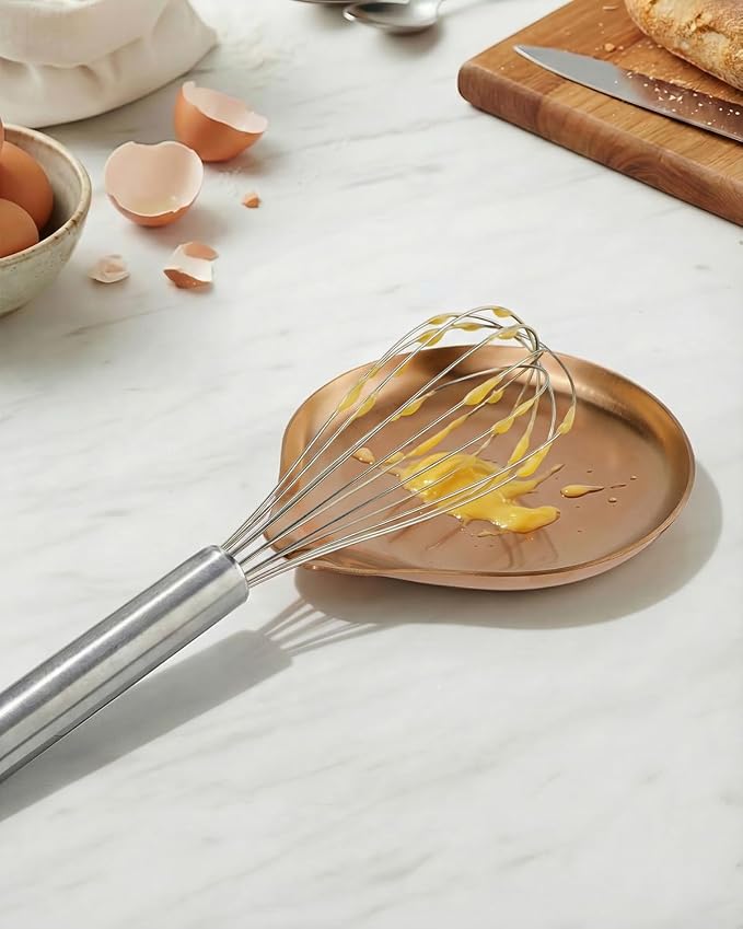 VanlonPro Stainless Steel Spoon Rest, Spatula Ladle Holder, Stainless Steel Utensil Spoon Rest Holder, Brushed Finish, Dishwasher Safe 5.9 x 5.1 Inch (Round Rose Gold 1PC) - Image 4