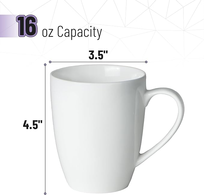 BTaT- White Coffee Mugs, 4 Pack, 16 oz, Large Mug with Handles, Ceramic Coffee Cups, Porcelain Mugs Sets for Tea, Hot Cocoa and Milk, Microwave and Dishwasher Safe - Image 2