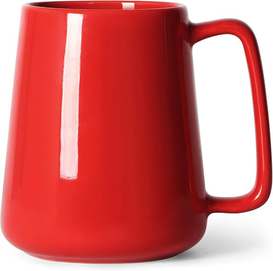 24 OZ Large Coffee Mug, Nice Ceramic Tea Cup with Big Handle for Dad Men Women, Unique Style For Any Kitchen, Red by Smilatte