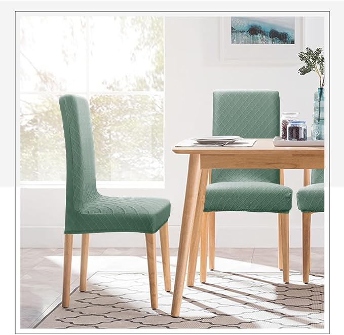 Fuloon 6 Pack Super Fit Stretch Removable Washable Short Dining Chair Protector Cover Seat Slipcover for Hotel, Dining Room, Ceremony, Banquet Wedding Party - Image 2