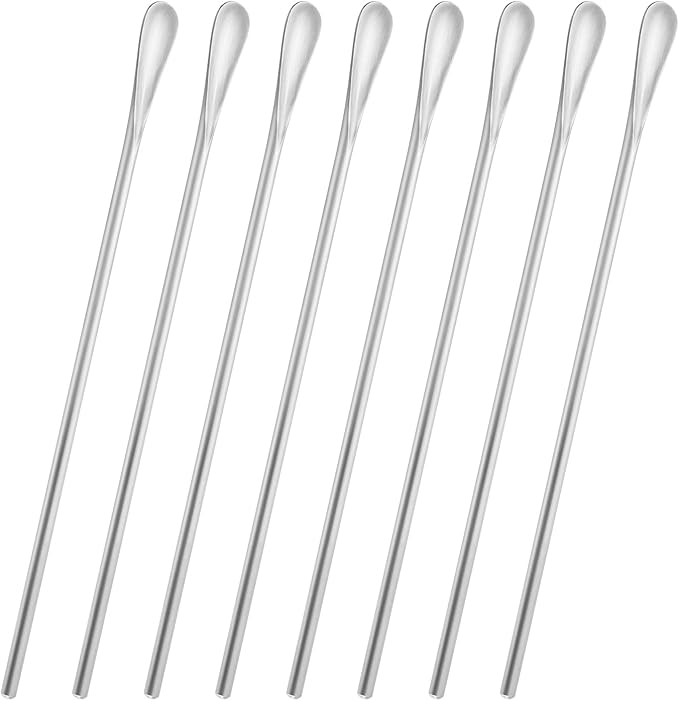 8-Pack 8.5" / 21.8cm Stainless Steel Long Handle Stirring & Mixing Spoon – Reusable Bar Tool for Coffee, Tea, Iced Drinks & Cocktails