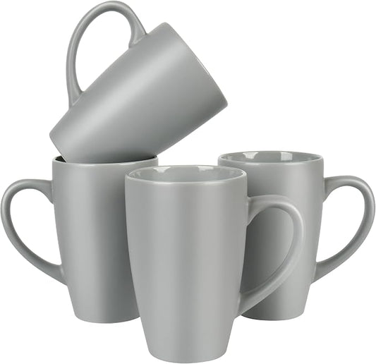 BYCNZB 20oz Extra Large Ceramic Tall Coffee Mugs Set for Coffee Tea Hot Cocoa set of 4 Dishwasher & Microwave Safe (Matte gray) by BYCNZB