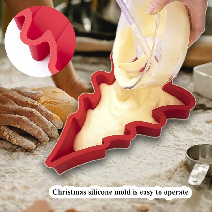 QTECLOR Christmas Tree Silicone Molds for Cake,Cute Cupcake Molds,Non-Stick Baking Molds,Biscuit Christmas Tree Snowflake Bells Gummy Baking DIY Tools,Holiday New Year Party Gift for Kids Teens