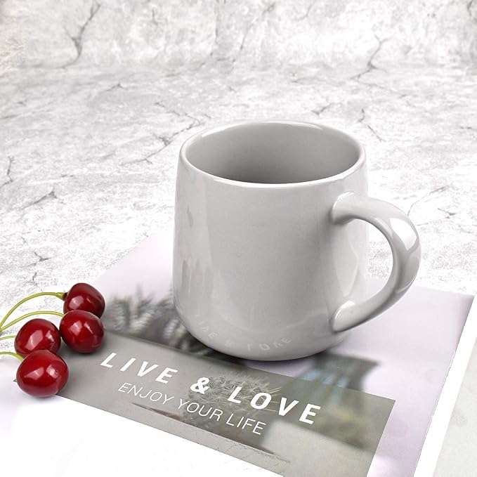 Bosmarlin Large Glossy Ceramic Coffee Mug, Grey Tea Cup for Office and Home, 18 oz, Suitable for Dishwasher and Microwave, 1 Pack (Grey) - Image 4