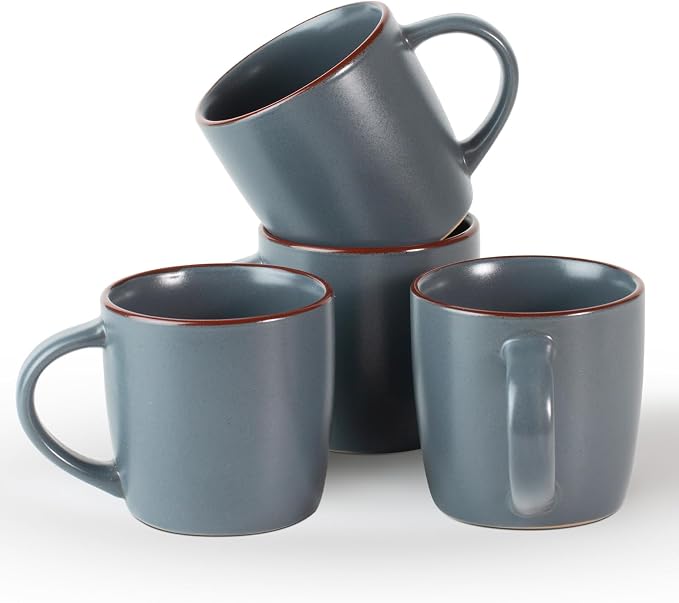famiware Mercury Coffee Mugs 13 oz, Coffee Mugs Set of 4 with Handle, Cups for Latte, Hot Tea, Cappuccino, Mocha, Cocoa, Charcoal by Famiware