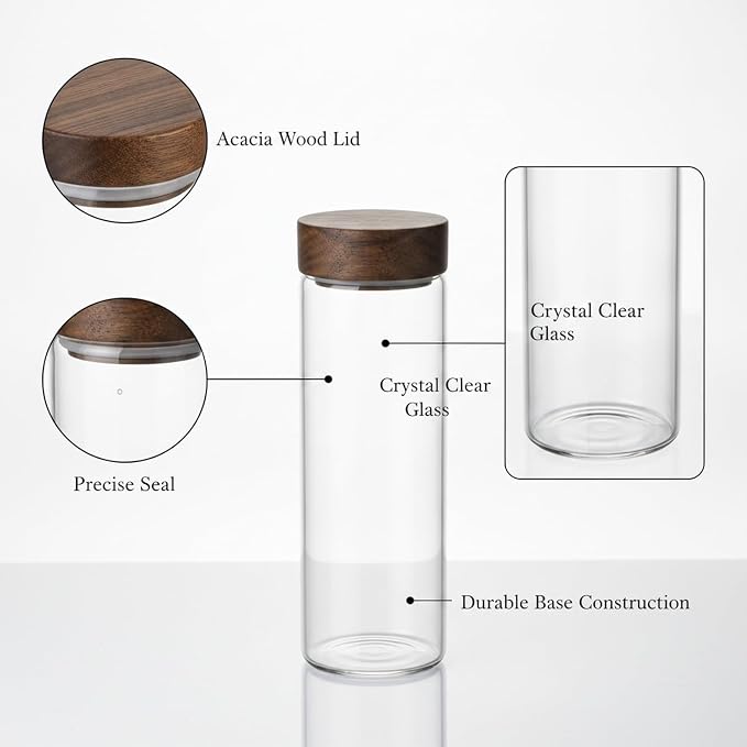 Clear Glass Storage Jar with Acacia Wood Lid - Kitchen Canister for Pantry Organization, Countertop Display, and Dry Food Storage - Image 6
