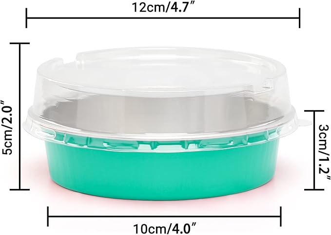 Beasea Elegant Blue 8 Oz Mini Pie Pans Tart Pans Tin Baking Tins with Lids, 4 Inch 20 Pack Disposable Baking Pans For Cake Tart Quiche - Image 2