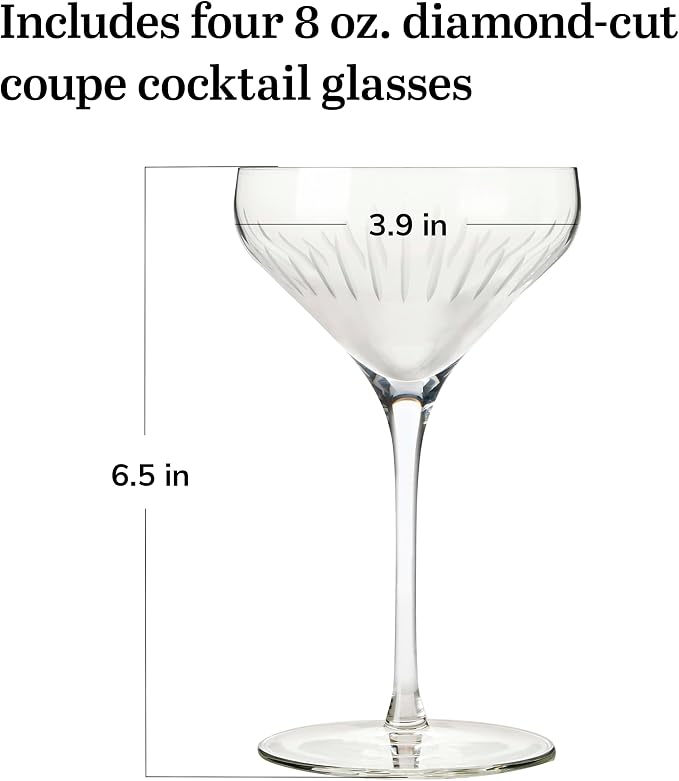 Libbey Signature Greenwich Coupe Cocktail Glasses Set of 4, Dishwasher Safe 8 Oz Coupe Wine Glasses, Stemmed Cocktail Glasses for Weddings, Birthdays - Image 3