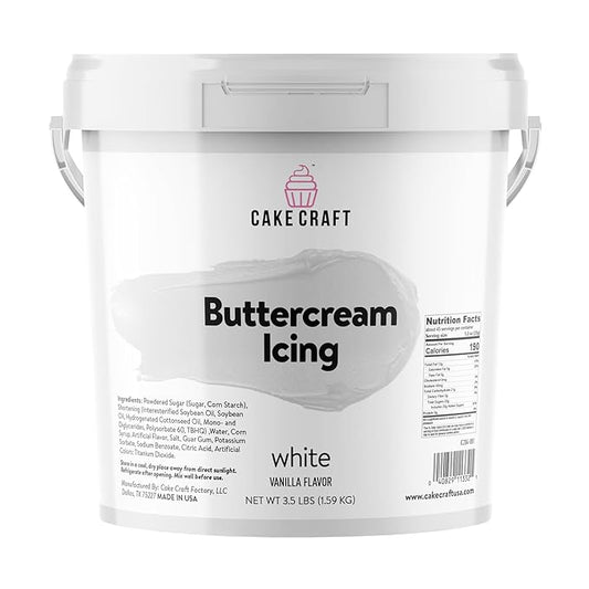 Cake Craft Buttercream Icing – 3.5 lb Tub | Ready-to-Use Frosting for Cakes, Cupcakes, Cookies & More | Super Smooth Texture | No Prep Required | Vanilla Flavor