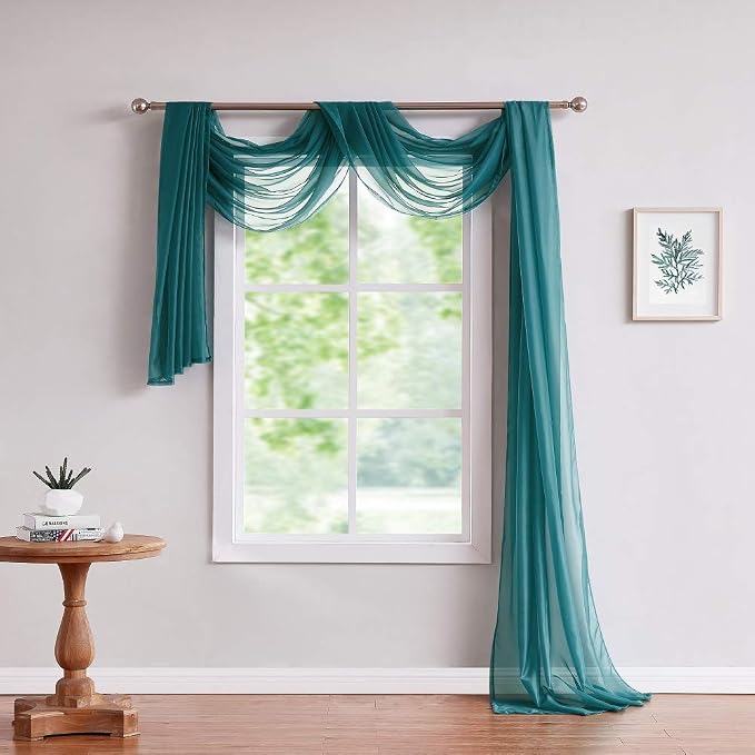 Warm Home Designs 55 x 216 Teal Sheer Window Scarf. AM Teal 216" | Extra Long Window Scarves Valances are Great As Wedding Arch Draping Fabric, Bed Canopy Or for Decorative Project. - Image 2