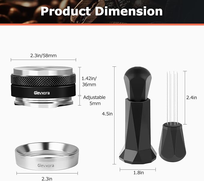58mm Espresso Accessories Kit, Coffee Distributor and Espresso Tamper, Wdt Espresso Distribution Tool and Dosing Funnel Set for 58 mm Espresso Coffee Machines Portafilter (58mm)