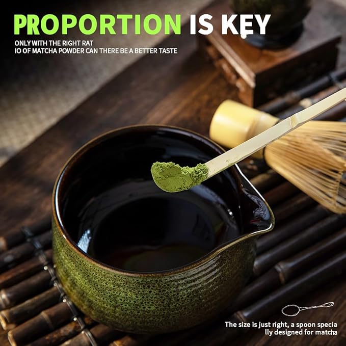 Traditional Matcha Tea Ceremony Tools, 4 Pcs Bamboo Matcha Whisk Set and Matcha Bowl with Spout and Whisk for Ceremony, Gift-Ready Presentation