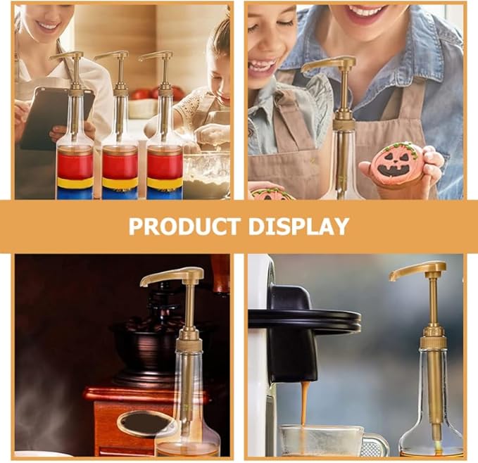 FAVOMOTO 5PCS Coffee Syrup Pump Dispenser, Skinny Syrup Bottles Pump Dispenser with Tip Cover Milk Condiments Tip for Flavoring Creamers Caramel Beverages