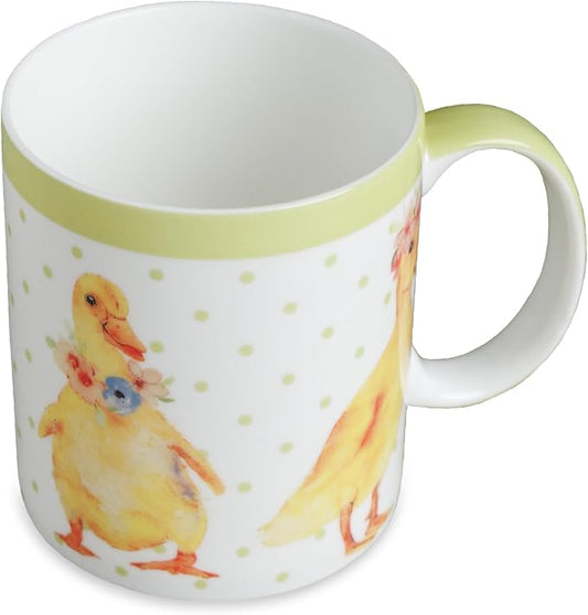 Maison d' Hermine Coffee Mug with Handles Tea Cups (15 Ounce, Pack of 1) | Fine Bone China Coffee Mugs for Hot Beverages Cappuccino Latte Home Spring Summer -Ducklings In Spring - Happy Ducklings by MaisondHermine