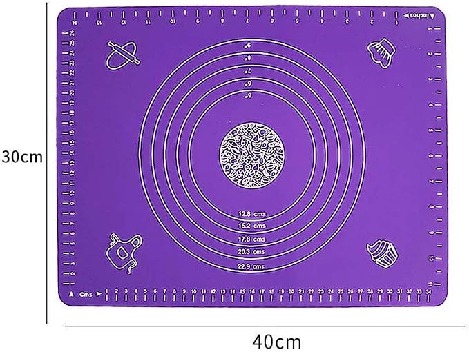 Silicone Rolling Mat 30x40cm Non- With Measurements(Purple) | Rolling Mat Dough, Bread and Pizza, Reusable Kitchen Tool Home Bakers, Blue - Image 2