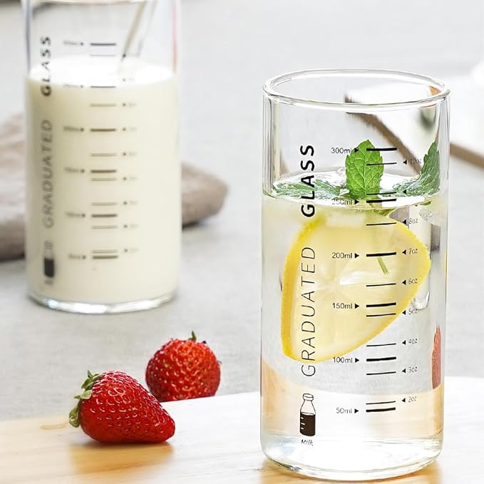 Cup With Measurements for Drinking,10 OZ Drinking Glass With Measurements for Milk,Juice,Milkshake, Vegetable, Coffee, Ice Cream,for Elderly, Beginners, Weight Loss - Image 2
