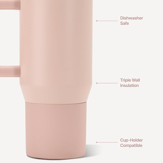 HydroJug Coffee Traveler 20oz Ceramic-Lined Mug with Handle, Dusty Rose - Image 3