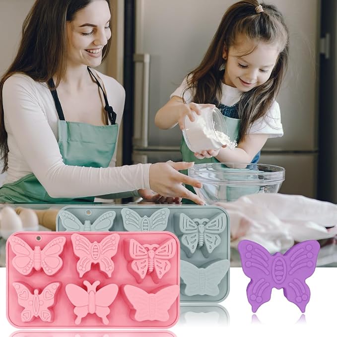 2 Pack Cute Butterfly Silicone Molds 3D Butterfly Themed Baking Mould Tray DIY Baking Tool for Chocolate Cake Dessert Candy Mousse Pastry Handmade Soap Cupcake Topper - Image 5