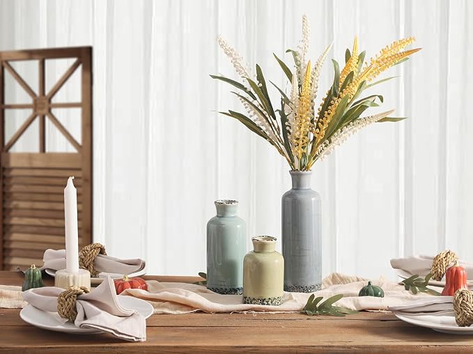 Flower Vase Set of 3, Ceramic Neutral Vases Home Decor, Pottery Rustic Farmhouse Decorative Vases Modern Decor for Table Mantel Entryway Bookshelf Living Room Kitchen Bedroom - Multicolor - Image 9