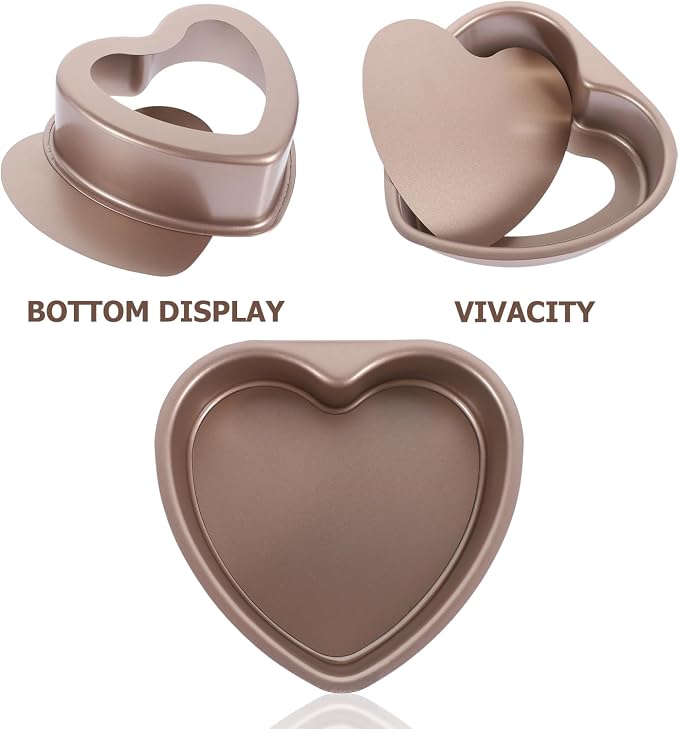 VOSAREA Heart Shaped Cake Pans with Removable Bottom Stainless Steel Heart Cake Mold Springforms Cheesecake Pan Diy Baking Mold Tool for Valentines Day Wedding (8 Inch) - Image 6