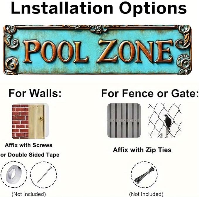Bar Sign Bar Gifts Vintage Metal Wall Decor Sign"POOL ZONE" Street Sign Funny Man Cave Decor Accessories for Home, Bar, Bathroom, Bedroom Unique Retro Tin Signs for Outdoor 4 X 16 inches - Image 5