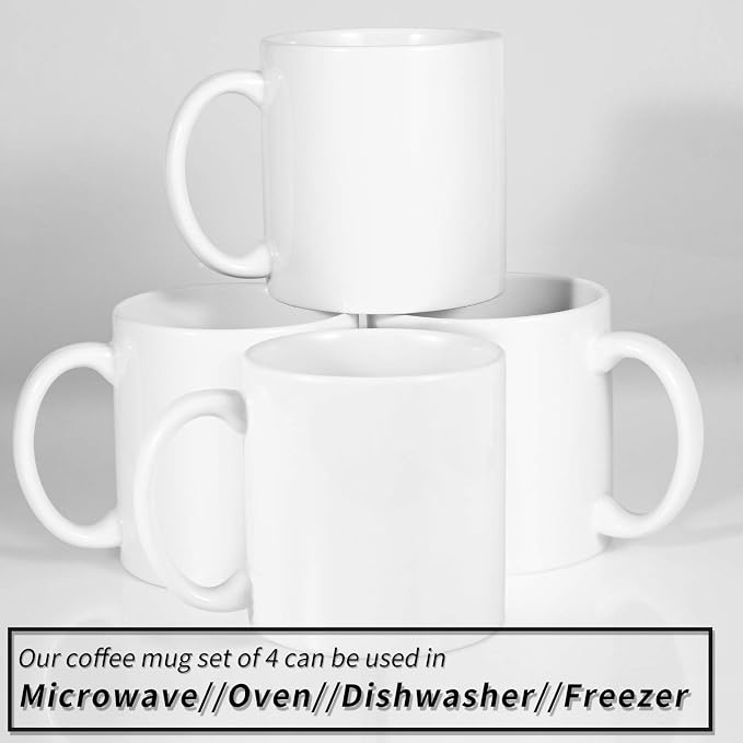BYCNZB 22oz white Super Large Ceramic Coffee Mugs Large Handles Set of 4 - Image 2