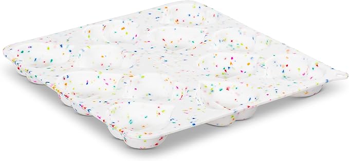 Messy Mutts Silicone Bake & Freeze Treat Making Mold | 12 Heart Shaped 1 oz Molds | 9" x 9" Tray | Dishwasher, Freezer, Oven Safe | Confetti
