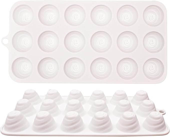 2Pcs 3D Spiral Shaped Silicone Baking Mold, 36-Cavity Nonstick Cream Shaped Cyclone Chocolate Mold for Mousse Cake Decoration, Silicone Spiral Flower Pan Mold for Candy Soap Ice Cube, White - Image 9