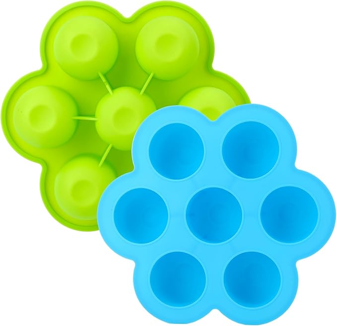2 Pack Silicone Egg Bite Molds,Non-Stick 7 Cups Silicone Muffin Pans for Baking,Air Fryer Accessories for Baking Egg Bite, Cupcake, Tart, Bread(Blue & Green)