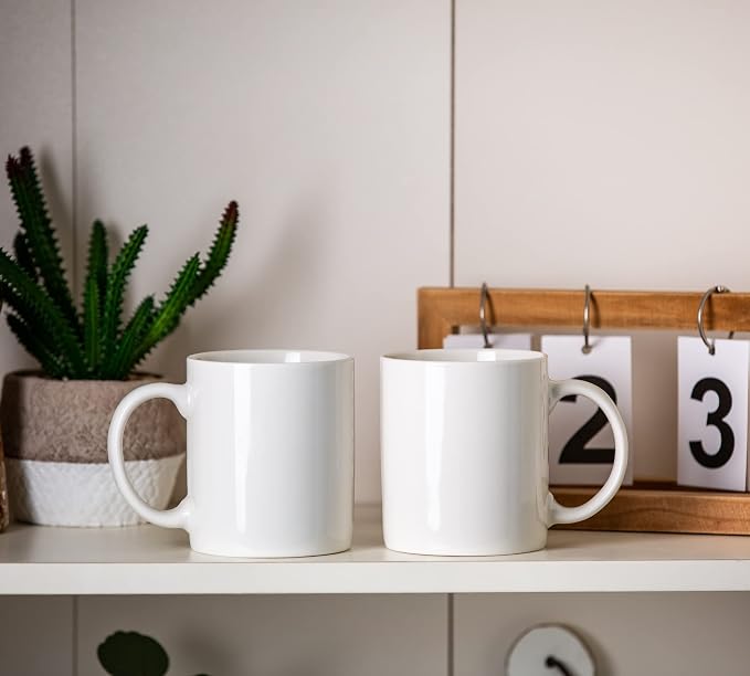 GBhome 12 OZ Off White Coffee Mugs, Ceramic Coffee Mugs with Large Handle for Man, Woman, Light Weight Coffee Mugs Set of 12 for Latte/Cappuccino/Cocoa/Milk, Dishwasher & Microwave Safe - Image 8