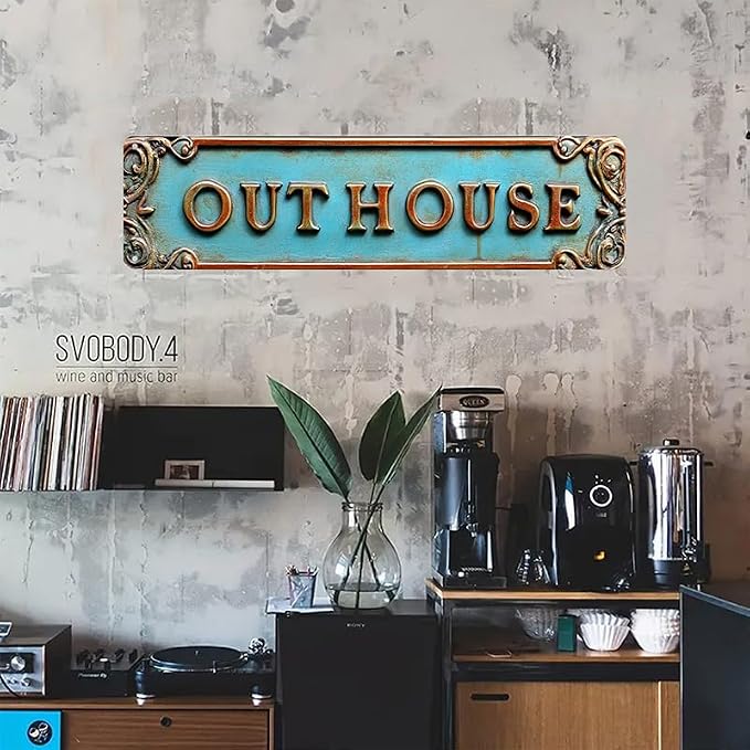 Bar Sign Bar Gifts Vintage Metal Wall Decor Sign"OUT HOUSE" Street Sign Funny Man Cave Decor Accessories for Home, Bar, Bathroom, Bedroom Unique Retro Tin Signs for Outdoor 4 X 16 inches - Image 3