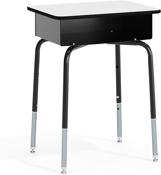 Flash Furniture Billie Student Desk - Gray Open Front Metal School Desk - 24"W x 18"D Adjustable Height, Durable Desk for School or Remote Learning, Set of 5 by FlashFurniture