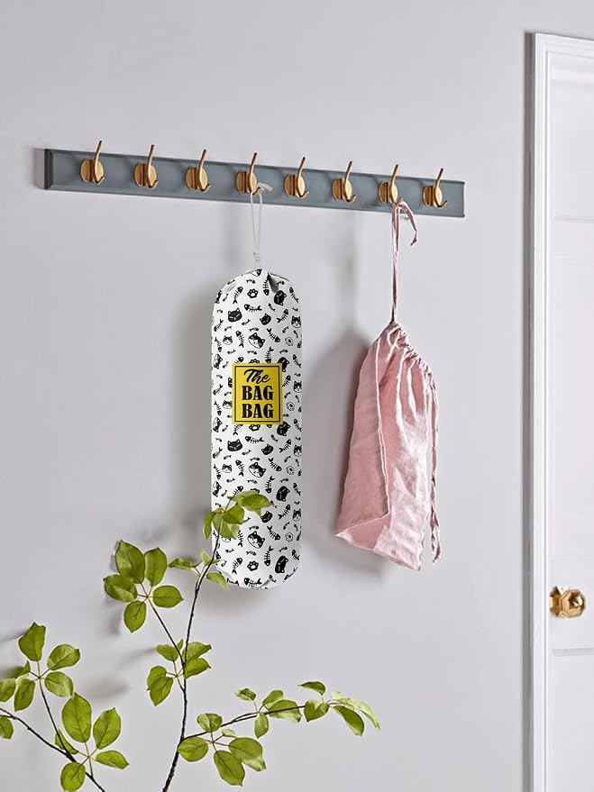 Grocery Bags Holder Organizer For Shopping Bags, Wall Mount Plastic Bags Storage Container Dispensers, Pet Lovers Home Kitchen Bags, The Bag Bag Grocery Bag Holder, Gifts For Women Cat Mom Dad (G-38) - Image 5