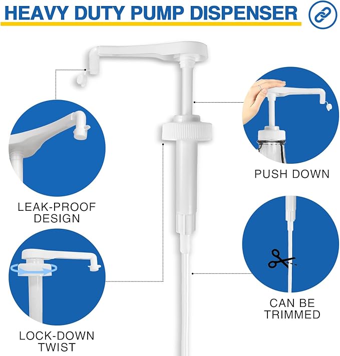 8Pcs Gallon Jug Pump Dispenser, 38-400 Leak Proof Pump for Gallon Jug - Lotion Shampoo Pump Cap Included, Fits 1 Gallon Bottle 64oz 128oz Shampoo Laundry Detergent Containers