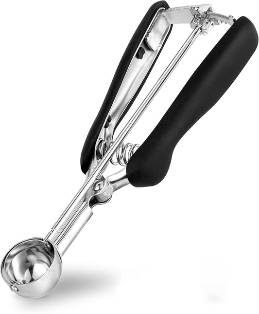 Small Cookie Scoop 2 tsp, Professional Stainless Steel Ice Cream Scoop 30 mm, Melon Baller Scoop Good Soft Grips, Quick Trigger Release