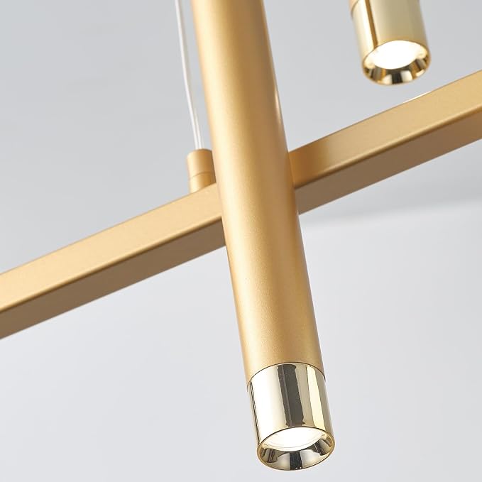 ORANOOR LED Gold Chandelier for Dining Room 39in Dimmable Modern Chandelier | Gold Pendant Lights for Kitchen Island, Linear Ring Globe Pendant Light Fixtures Dining Room Lights Ceiling Hanging - Image 7