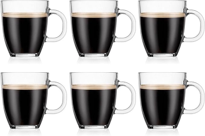 Bodum 12oz Bistro Coffee Mug Single-Wall Tempered Glass, 6 Pack, Clear by Bodum