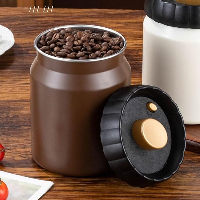 304 Stainless Steel Coffee Bean Canister, Airtight Coffee and Tea Storage Container, Light Blocking Moisture Food Storage Jar for Beans Tea Spices(Black) - Image 4