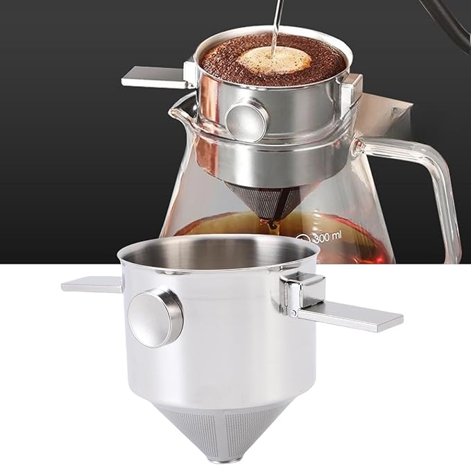 TOPINCN Stainless Steel Reusable Coffee Filter Pour Over Coffees Dripper Portable Paperless Coffee Filter for Travel Camping Home Office