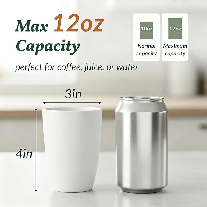 Homienly Wheat Straw Cups 12oz Unbreakable & Easy to Clean Cups Reusable Outdoor Drinking Cups for Travel,Camping,Picnic, Refrigerator and Dishwasher Safe Stackable Water Tumblers- White - Image 2