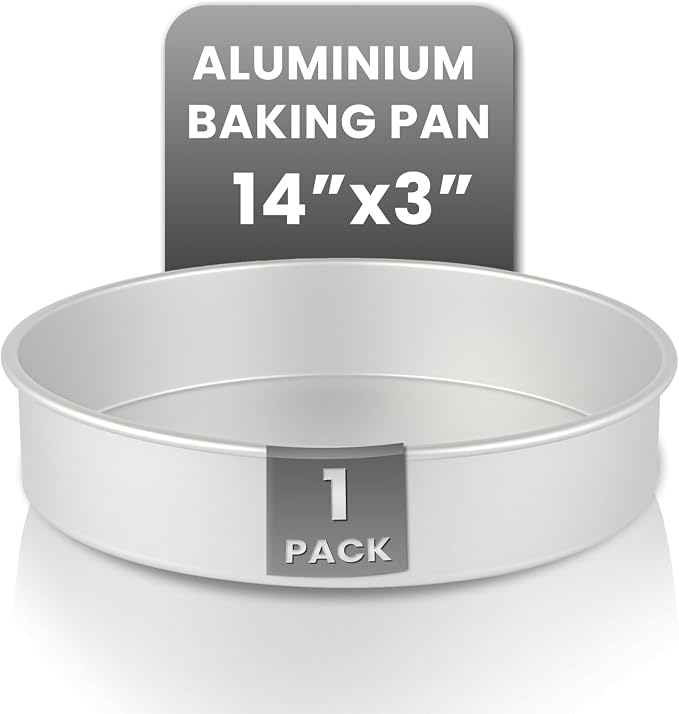 Restaurantware-Met Lux 14 x 3 Inch Straight-Sided Baking Tin, 1 Round Cake Pan - Oven-Ready, Freezable, Anodized Aluminum Round Baking Pan, Greaseproof, For Layer Birthday Cake by Restaurantware