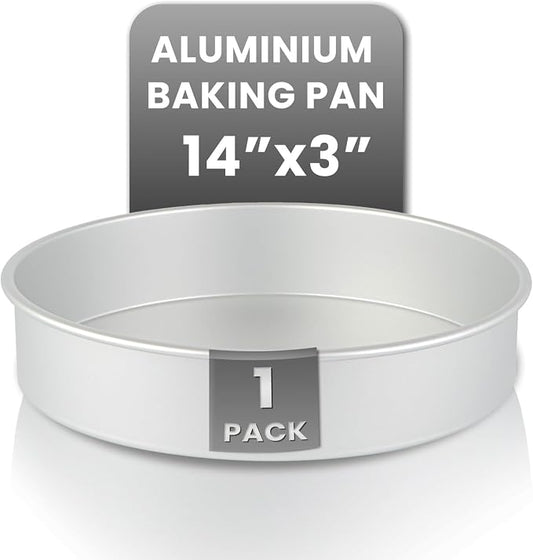 Restaurantware-Met Lux 14 x 3 Inch Straight-Sided Baking Tin, 1 Round Cake Pan - Oven-Ready, Freezable, Anodized Aluminum Round Baking Pan, Greaseproof, For Layer Birthday Cake by Restaurantware