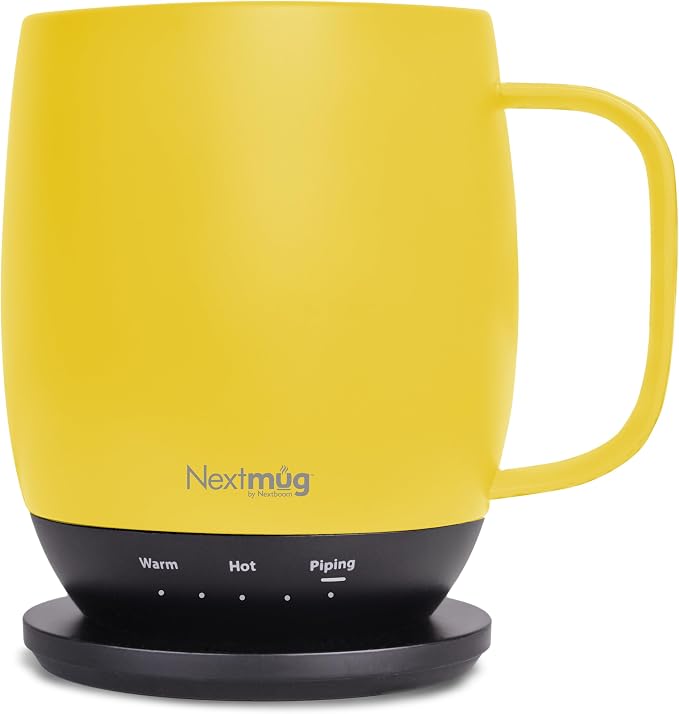 Nextmug - Temperature-Controlled, Self-Heating Coffee Mug | (Sunshine - 14 oz.) – No App, Long-Lasting Battery for Work & Study, Great Gift for Coffee Lovers by NextmugbyNextboom
