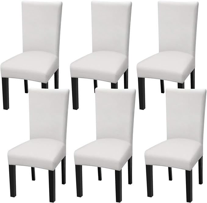 Fuloon 6 Pack Super Fit Stretch Removable Washable Short Dining Chair Protector Cover Seat Slipcover for Hotel, Dining Room, Ceremony, Banquet Wedding Party | Solid White, Set of 6, Super Fit, Stretch, Removable, Washable, Suits for Hotel, Dining Room,... by Fuloon
