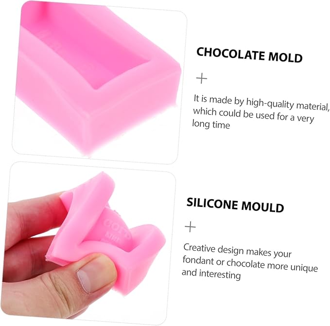 2pcs Silicone Chocolate Mold Gold Bar Shape Non-stick Creative Candy Mould for DIY Cake Decoration Baking Tool Pink Color