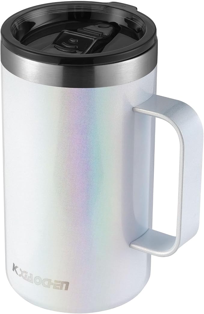 KXIAOCHEN 20 oz Insulated Coffee Mug, Coffee Cup with Lid and Wide Handle | 18/8 stainless steel, 6+ hours hot or 12+ hours cold, wide mouth, no-sweat exterior, for office, work, home and camping by KXIAOCHEN