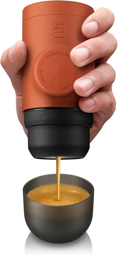 Espresso Machine for Outdoor Compatible Ground Coffee, Portable Coffee Maker,(Copper Clay) by Unknown